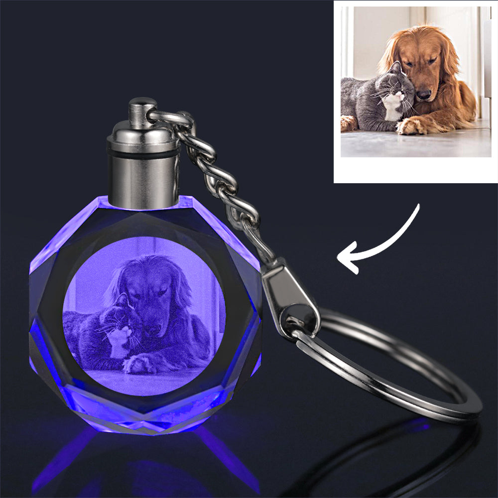 Custom Crystal Pet Photo Keychain