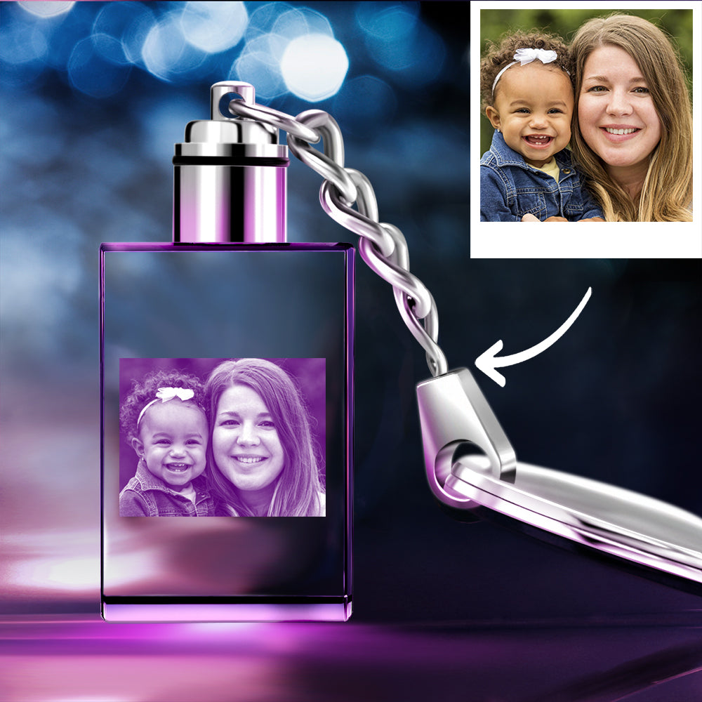 Custom Crystal Rectangle Shape Photo Keychain